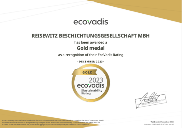 EcoVadis Rating Certificate